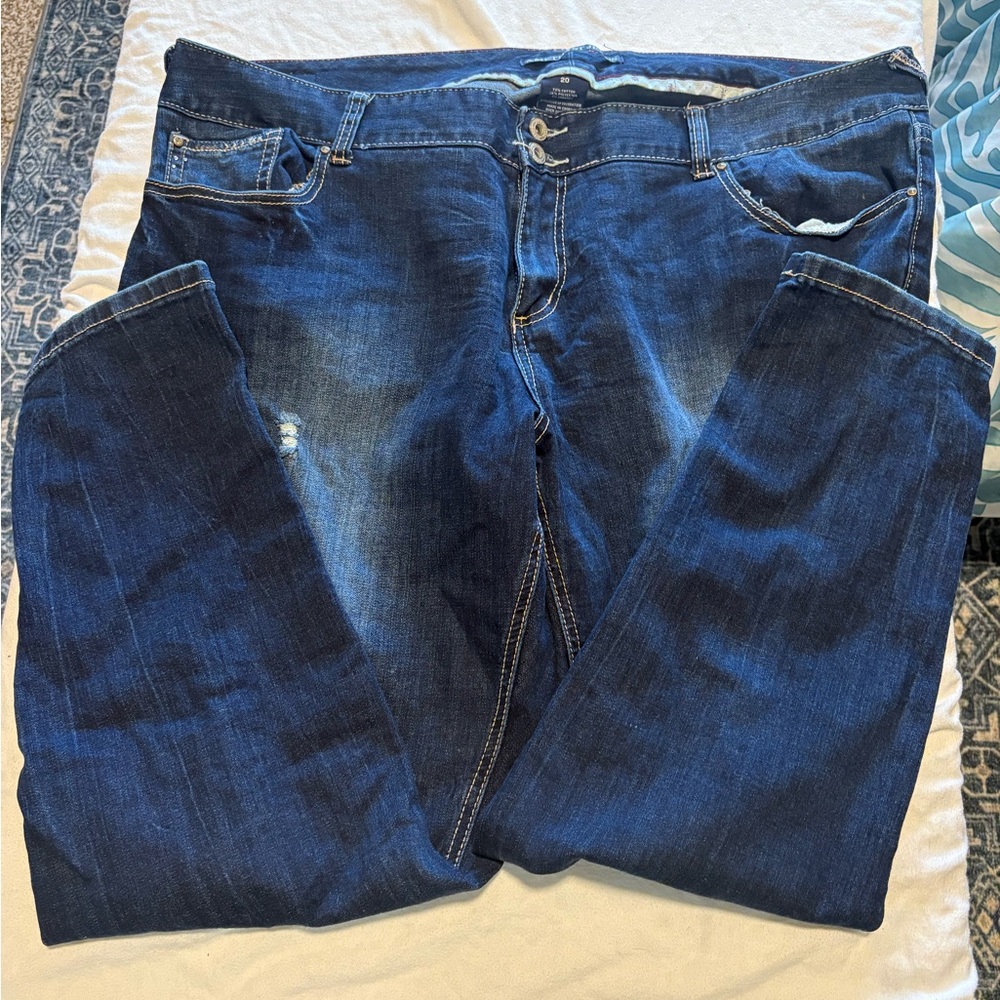 Plus size distressed jeans